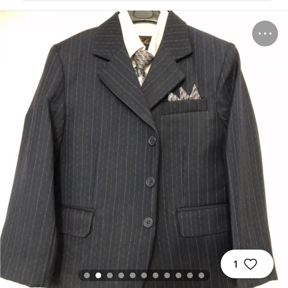 Andrew Fezza Black Pinstripe Suit Jacket Blazer with Red Accents